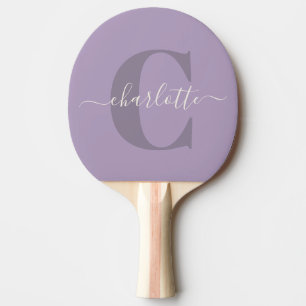 Lilac Lila Personalisiert Script Monogram Name Tischtennis Schläger