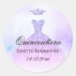 Lilac Lila Quinceanera Personalisiert Runder Aufkleber