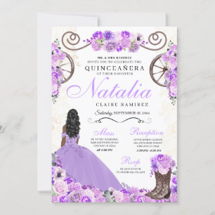 Lilac Lila Ranchero Princess Dress Quinceanera Einladung