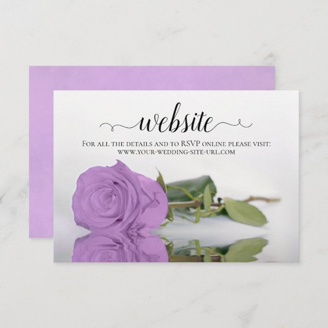 Lilac Lila Rose Elegant Wedding Website Begleitkarte (Vorne/Hinten)