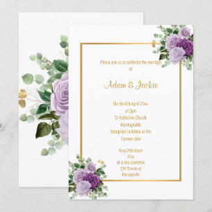 LILAC LILA ROSE EUCALYPTUS WEISSE WEDD EINLADUNG