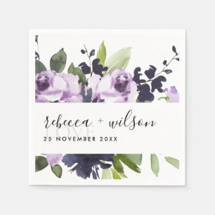 LILAC LILA ROSE FLORAL WATERCOLOR LIEBE WEDD SERVIETTE