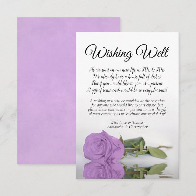 Lilac Lila Rose Hochzeit wünscht gutes Gedicht Begleitkarte (Vorne/Hinten)