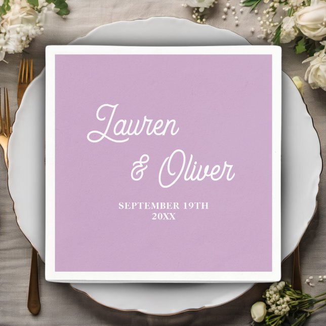 Lilac Lila Script Minimalistisch Wedding Serviette (Von Creator hochgeladen)