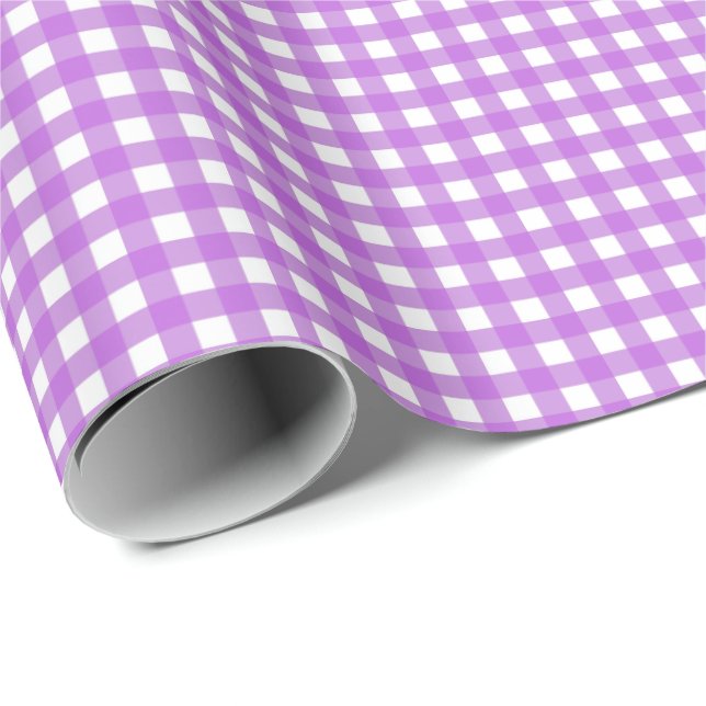 Lilac Lila Simple Kariert Geschenkpapier (Rolleneckpunkt)