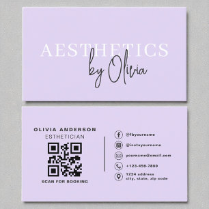 Lilac Lila Skincare Esthetician QR Code Visitenkarte