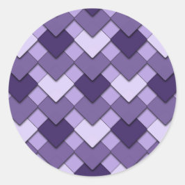 Lilac Lila Square und Diamond Harlequin Pattern Runder Aufkleber