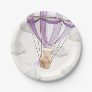 Lilac Lila Teddy Bear Heißluftballon Pappteller
