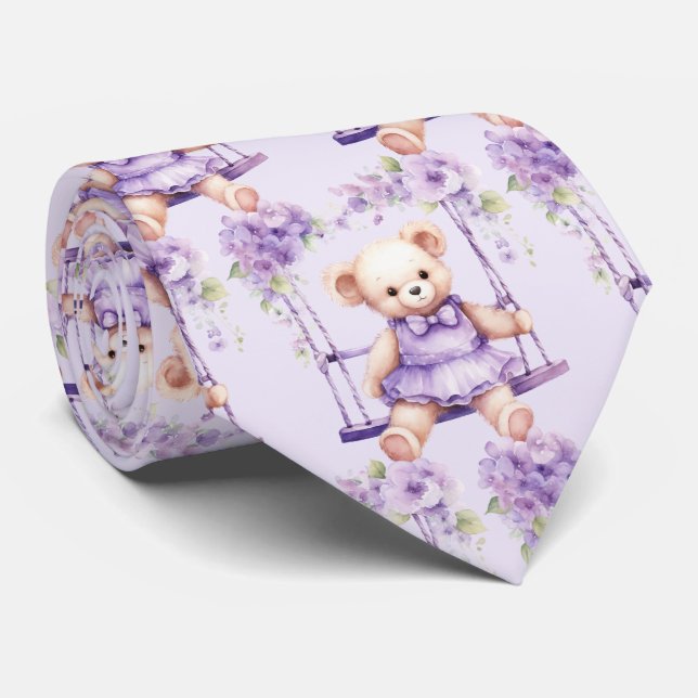 Lilac Lila Teddy Bear Krawatte (Gerollt)