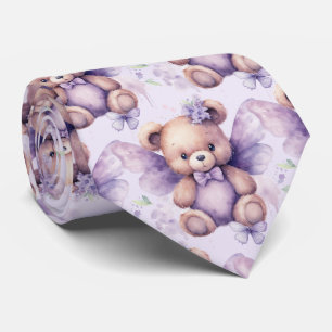 Lilac Lila Teddy Bear Neck Tie Krawatte