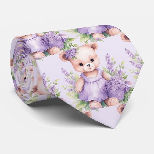 Lilac Lila Teddy Bear Neck Tie Krawatte (Gerollt)
