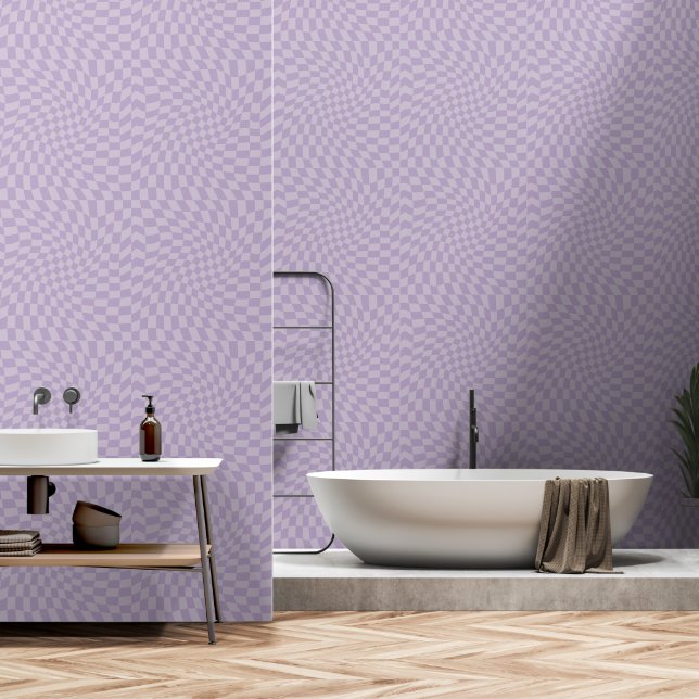 Lilac Lila Twisted Checkerboard Tapete (Badezimmer)