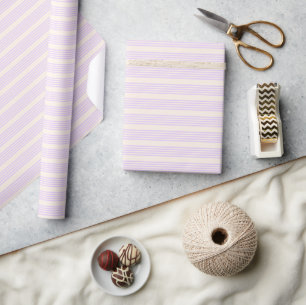 Lilac lila und beige fünf Streifen Geschenkpapier