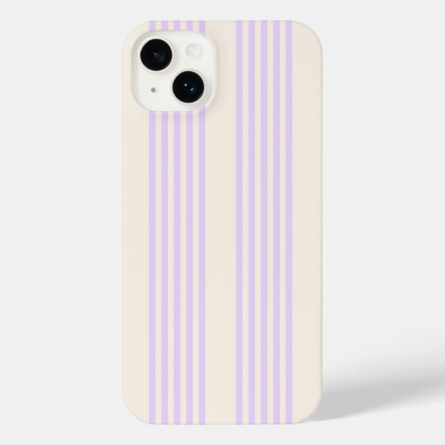 Lilac lila und beige fünf Streifen iPhone Hülle (Rückseite)