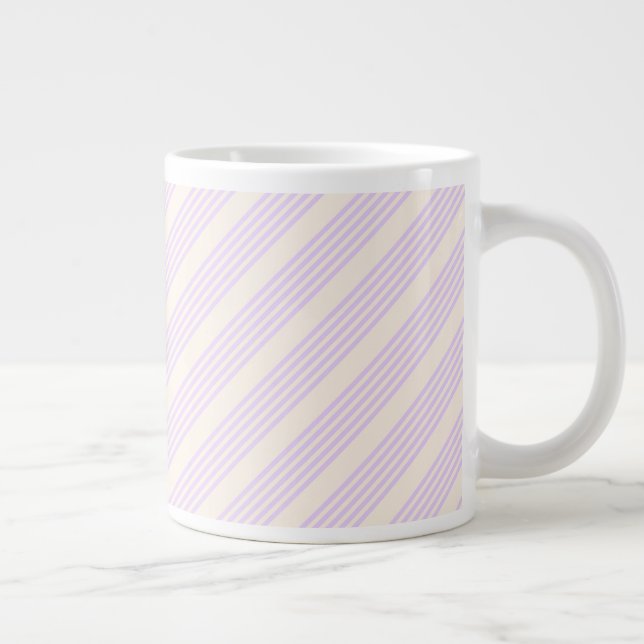 Lilac lila und beige fünf Streifen Jumbo-Tasse (Rechts)
