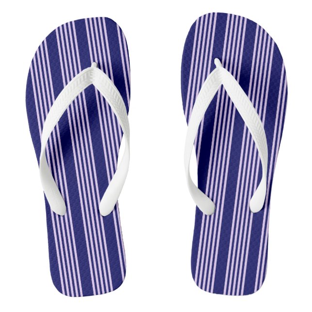 Lilac lila und blau fünf Streifen Muster Flip Flops (Fußbett)