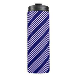 Lilac lila und blau fünf Streifen Muster Thermosbecher
