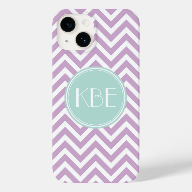 Lilac Lila und Minze Zickzack Monogramm Case-Mate iPhone Hülle (Rückseite)