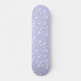 Lilac Lila und White Butterfly Motif Muster Skateboard