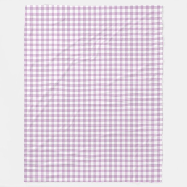 Lilac Lila und White Pastel Gingham Karos Fleecedecke (Vorderseite)