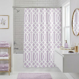 Lilac Lila und White Trellis | Editierbare Farben Duschvorhang