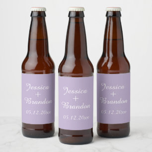Lilac Lila Violet Einfache Hochzeit Bierflaschenetikett