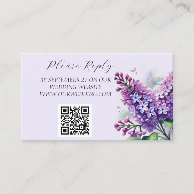 Lilac Lila Watercolor Blume Blumenzehen Begleitkarte (Vorderseite)