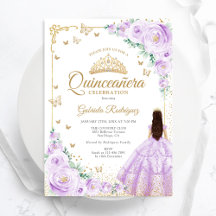 Lilac Lila Watercolor Rose Gold Quinceanera