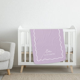 Lilac Lila Wavy Border Mit Monogramm Sherpadecke