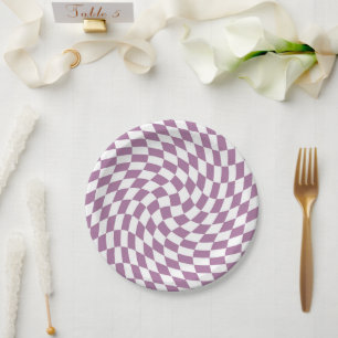 Lilac Lila Wedding Collection Karo überprüft Pappteller