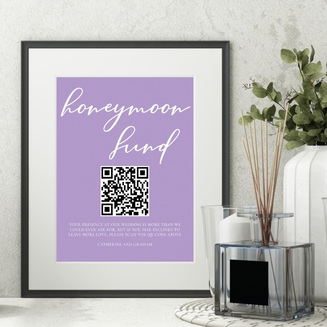 Lilac Lila Wedding Honeymoon Fund QR Code Poster (Von Creator hochgeladen)