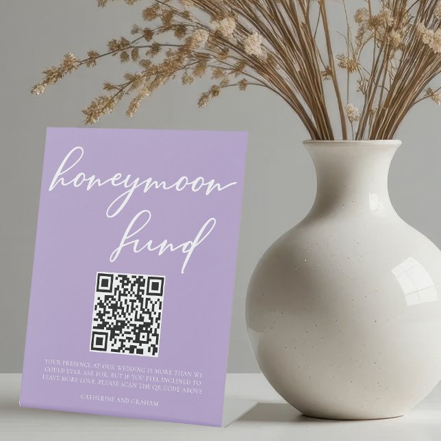 Lilac Lila Wedding Honeymoon Fund QR Code Sockelschild (Von Creator hochgeladen)