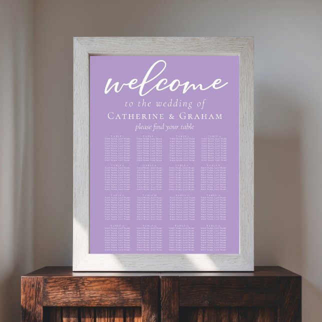 Lilac Lila Wedding Minimalistisch Seating Chart Poster (Von Creator hochgeladen)