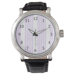Lilac-lila-weiß-Streifen Armbanduhr