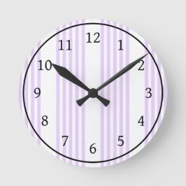 Lilac-lila-weiß-Streifen Runde Wanduhr