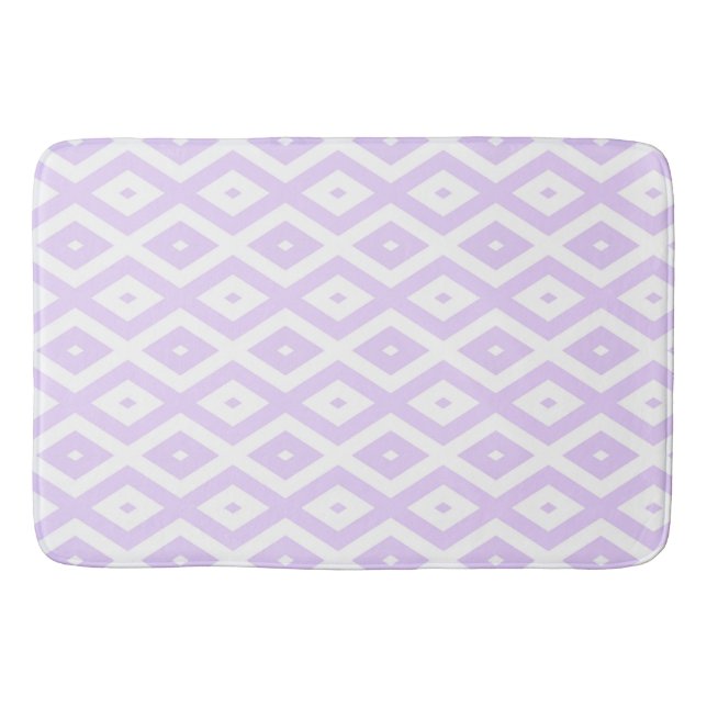 Lilac-lila-weißes Diamantmuster Badematte (Vorderseite)