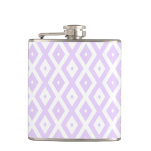 Lilac-lila-weißes Diamantmuster Flachmann