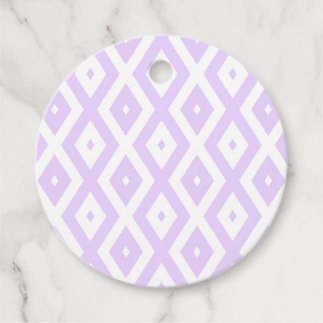 Lilac-lila-weißes Diamantmuster Geschenkanhänger (Vorderseite)