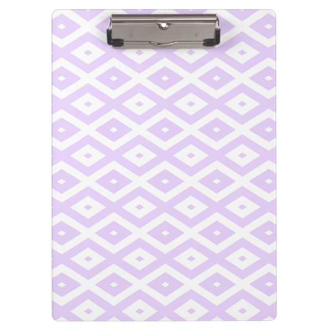 Lilac-lila-weißes Diamantmuster Klemmbrett (Vorderseite)