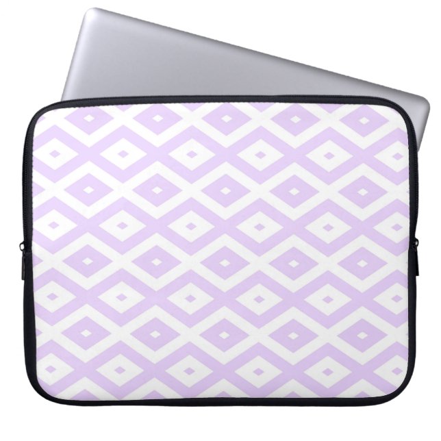 Lilac-lila-weißes Diamantmuster Laptopschutzhülle (Vorderseite)