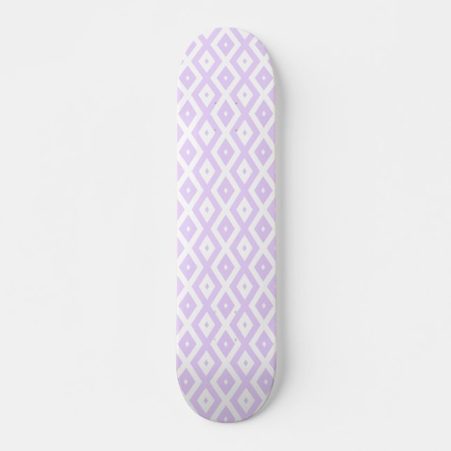 Lilac-lila-weißes Diamantmuster Skateboard (Vorne)