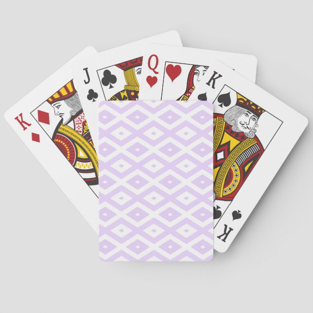 Lilac-lila-weißes Diamantmuster Spielkarten (Rückseite)