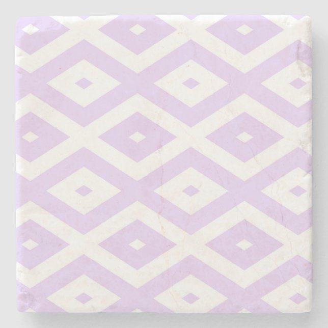 Lilac-lila-weißes Diamantmuster Steinuntersetzer (Vorderseite)