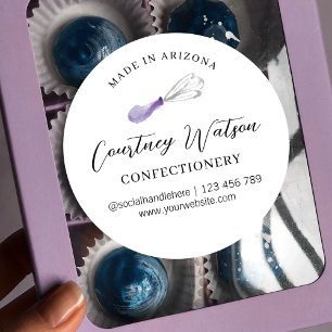 Lilac Lila Whisk Script gebacken mit Liebe Caterin Runder Aufkleber