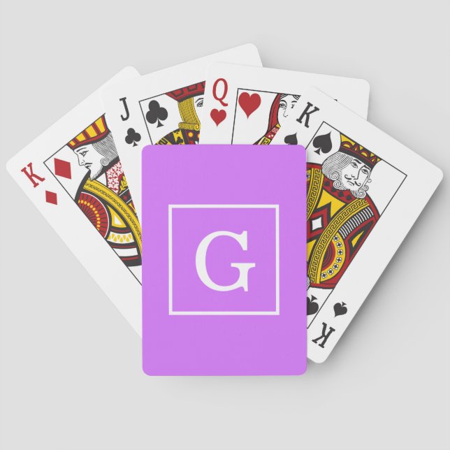Lilac Lila White Gerahmt Initial Monogram Spielkarten (Rückseite)