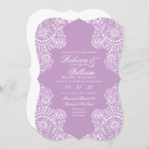 Lilac Lila White Lace Einladung