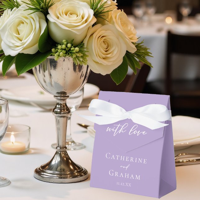 Lilac Lila White Typografy Custom Wedding Geschenkschachtel (Von Creator hochgeladen)