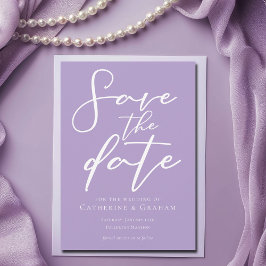 Lilac Lila White Typografy Save The Date