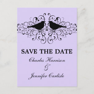 Lilac Love Bird Wirbel Save the Date Postkarte
