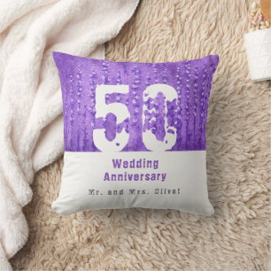 Lilac Lupinen 50. Hochzeitstag Kissen